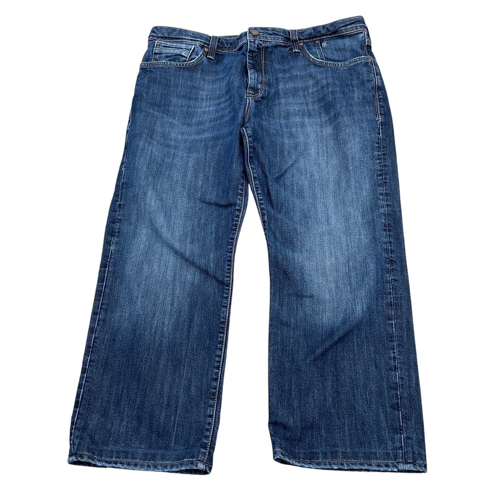 Mavi Jeans 38W 26L Blue Matt Relaxed Straight Leg Cotton Distress Stretch Denim
